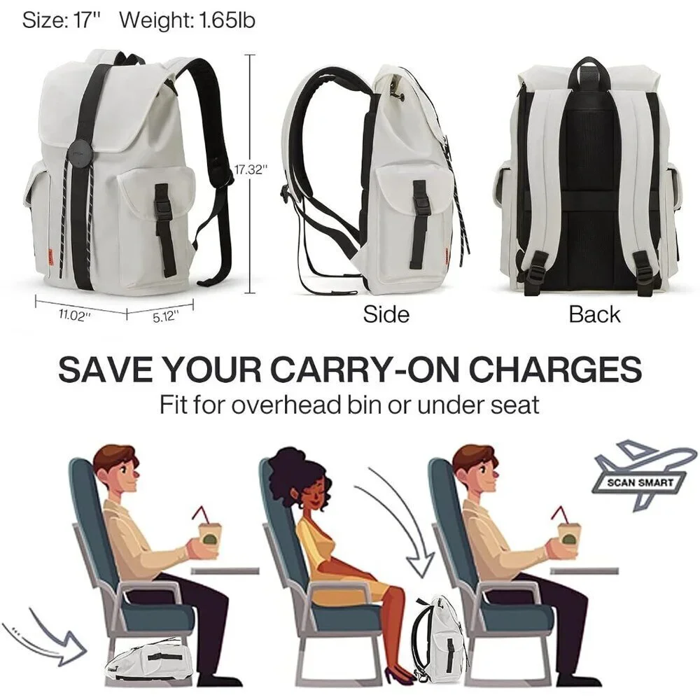 ✨White Travel Laptop Carry Backpack Waterproof Lightweight Casual Weekender Bags